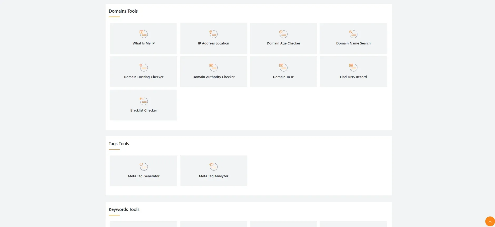 SEO Tools Suite — website layout