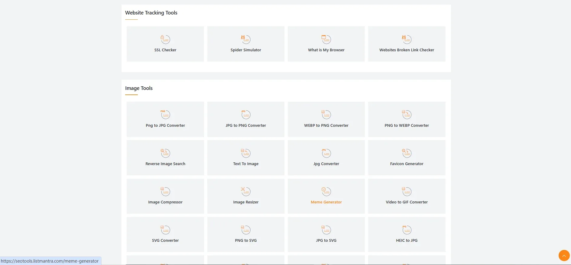 SEO Tools Suite — website layout